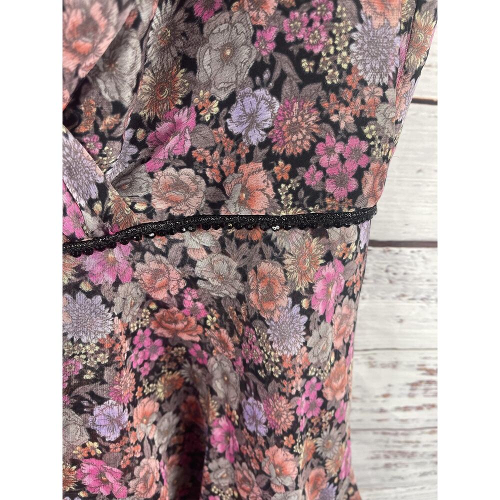 DB Studio Dress Women's 16 Floral Sleeveless Tiered Chiffon Beaded Maxi Formal - Picture 5 of 11